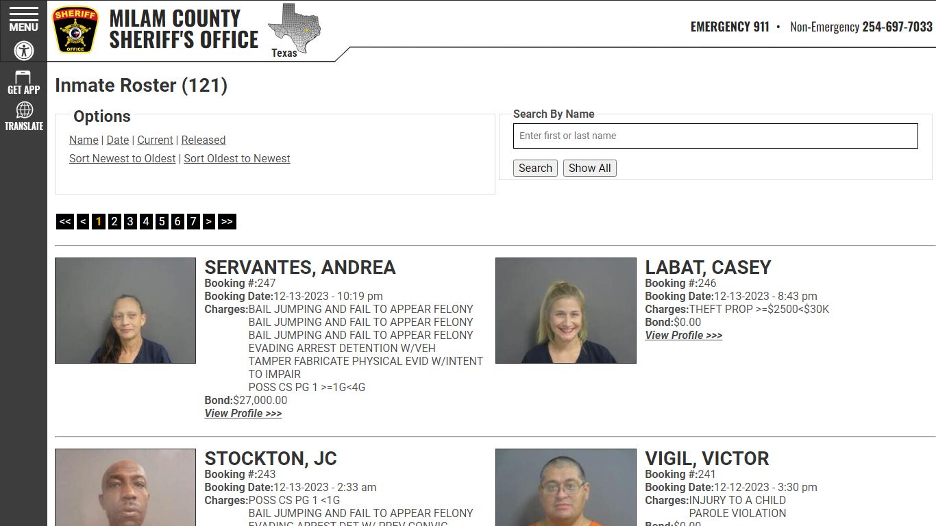 Inmate Roster (121) - Milam County Sheriff TX
