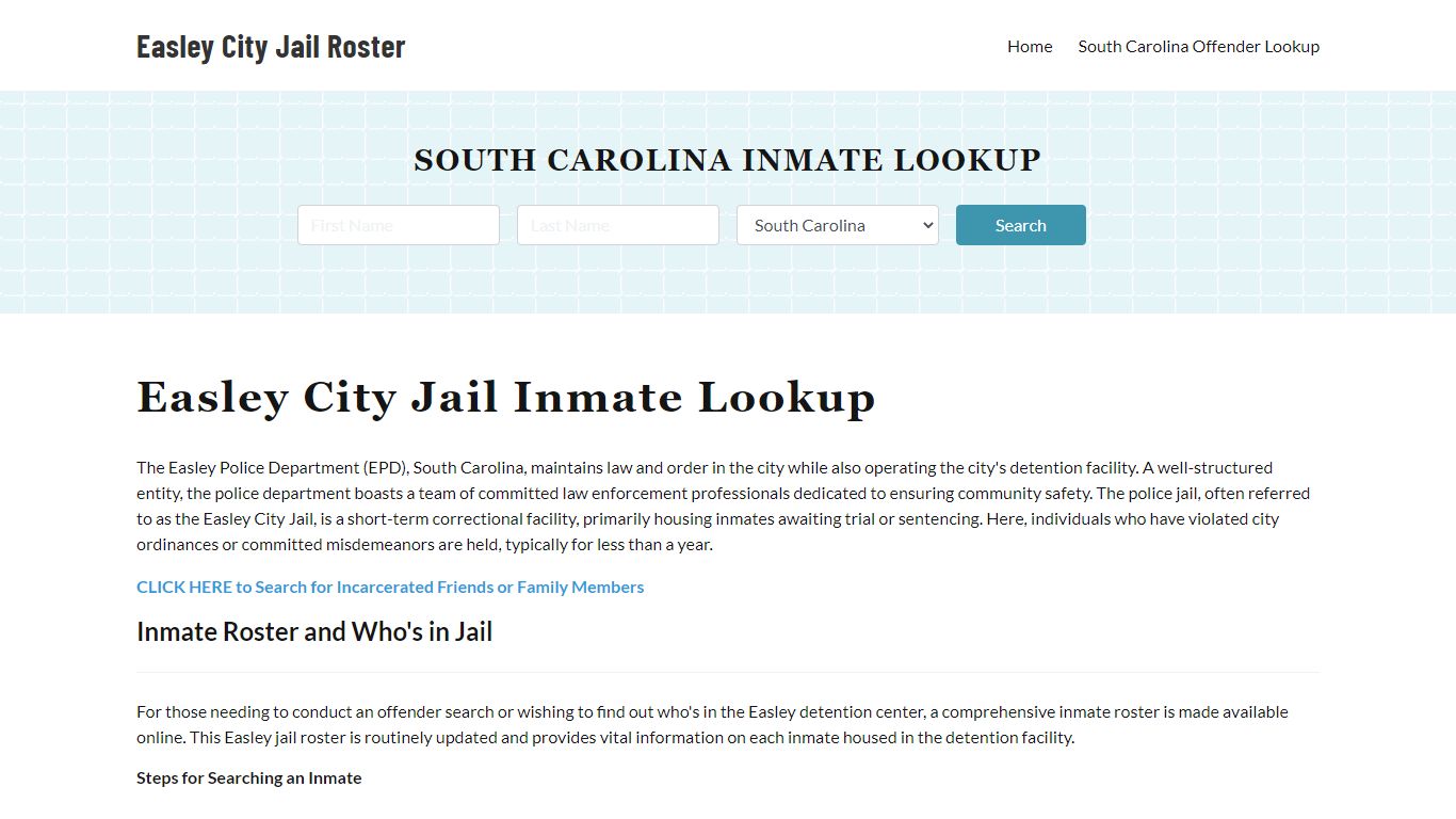 Easley Police Department & City Jail, SC Inmate Roster, Arrests, Mugshots